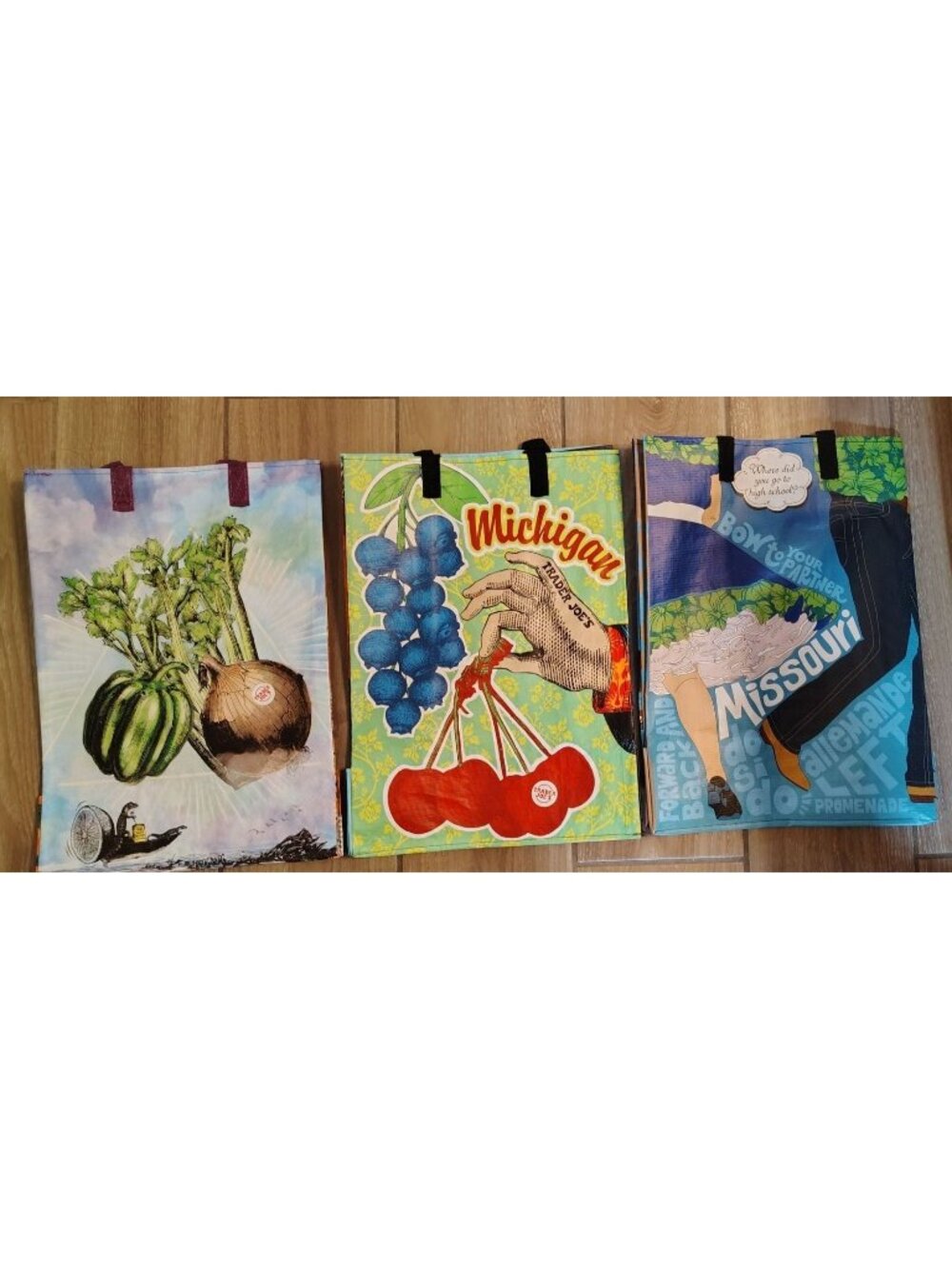 New Set of 3 Trader Joe's Mystery Bags, Michigan, Missouri, Louisiana Reusable